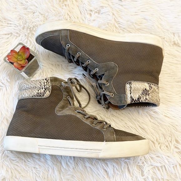 Joie Devon Snake print lace up high top sneakers platform shoes women size 38 8 - Picture 5 of 8